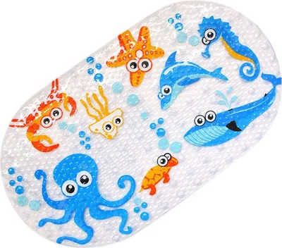 Produktbild von Rutschfeste Badematte – Kinder – Meeresmotive – 70 x 40 cm – Für Badewanne und Dusche – Mit Saugnäpfen