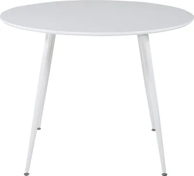 Produktbild von Runder Esstisch Weiß 100 cm Durchmesser, 75 cm Höhe, aus MDF und Stahl, für 4 Personen