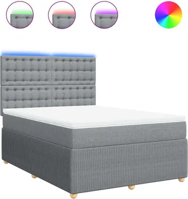 Productafbeelding van vidaXL Boxspringbed met matras, lichtgrijs, 140x200 cm, gestoffeerd