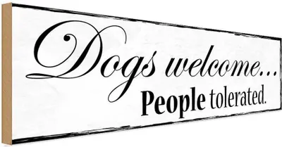 Produktbild von vianmo Holzschild 10x27 cm Dogs welcome People tolerated Tier Haustier