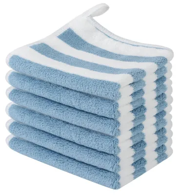 Produktbild von Gesichtstücher Waschbar Abschminktücher Hellblaue Streifen 30,5 x 30,5 cm 6er Pack
