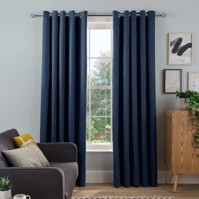 Verdunkelnde Ösen-Vorhänge, 2er-Set, 167x183 cm, Marineblau