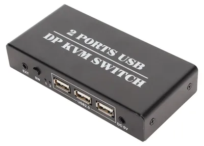 Image de Commutateur KVM DisplayPort 2 ports 4K 60 Hz, double mode, en alliage d'aluminium, Plug-and-Play, pour clavier et souris, prise européenne 100–240 V
