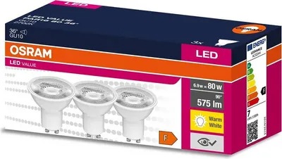 Obrázok produktu pre Žiarovka OSRAM LED LVPAR168036 GU10 6,9W/827 3balenie BASEPAR1650 36°