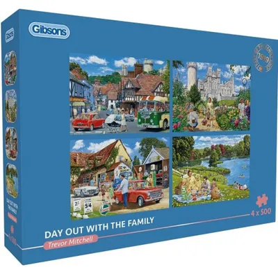 Productafbeelding van GIBSONS Puzzel: Familieuitstapje, 4 puzzels van 500 stukjes