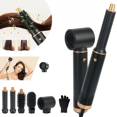 Produktbild von 5‑in‑1 Hairstyler Set, Ionen‑Heißluftbürste mit 5 Wechselaufsätzen, 3 Temperaturstufen, für Trocknen, Glätten und Locken von Haaren