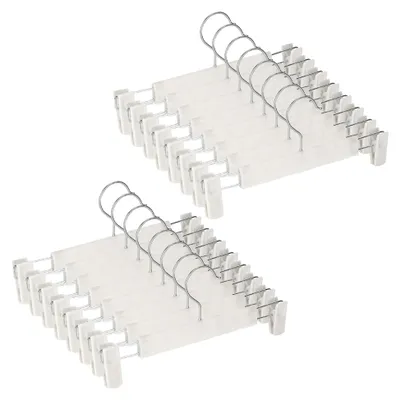 Produktbild von 30 Stück Hosenbügel Klemmbügel Weiß Kleiderbügel für Hosen Röcke Kleiderbügel mit Klammern Plastik, Hosenbügel mit Antirutsch Verstellbare Clips