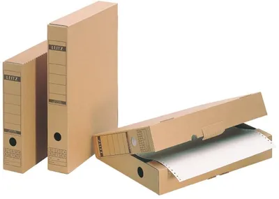 Produktbild von Archivschachtel A4 mit Verschlusslasche naturbraun Packung mit 10 Stück