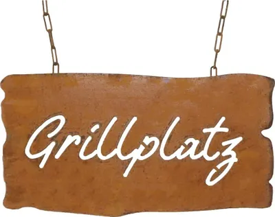 Produktbild von Schild Spruchtafel rostiges Gartenschild Edelrost Rost zum hängen Gartendeko Grillplatz