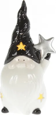 Produktbild von Wichtel Windlicht LED beleuchtet Deko Figur Zwerg Weihnachtsmann Stern Skulptur