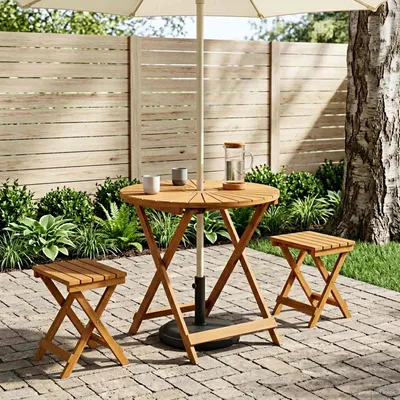 Produktbild von Möbel Klappbarer Gartentisch Natur Ø70 x 75 cm Massivholz Akazie - Gartentische CC2158