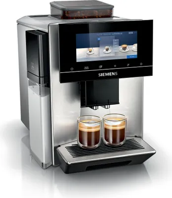 A Siemens coffee machine with two cups of coffee.