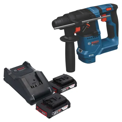 Produktbild von Bosch GBH 18V-18 Professional Akku Bohrhammer 18 V 1,5 J SDS plus Brushless + 2x Akku 2,0 Ah + Ladegerät