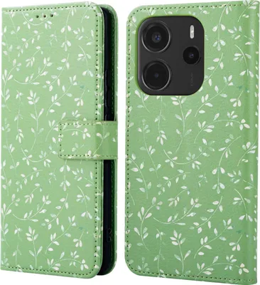 Produktbild von imoshion Design Klapphülle Xiaomi Redmi Note 14 (4G) - Green Flowers