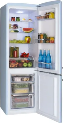 Produktbild von Amica KGCR 387 100 L, Kühl-/Gefrierkombination im Retro Design, 181 cm Höhe, Baby Blue,
