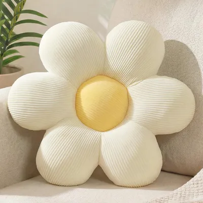 Produktbild von Kissen mit Gänseblümchen-Motiv, dekorative weiße Kissen, 38 cm, für Bett und Sofa