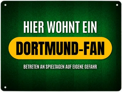 Produktbild von Metallschild XL mit Spruch: Hier wohnt ein Dortmund-Fan Schild Blechschild
