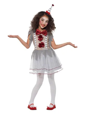 Produktbild von Vintage-Clown-Kostüm für Mädchen, "Es", Pennywise, Größe 152