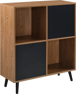 Produktbild von Szafka boczna Heby 93x80x30 cm Komoda z 2 otwartymi schowkami Szafka wisząca maks. 20 kg Odcień ciemnego drewna/czarny