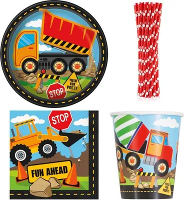 Produktbild von Baustellen Kindergeburtstag Deko Partyset für 8 Kinder