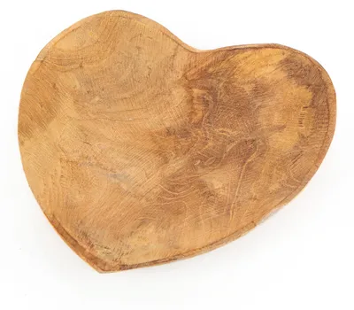 Herzschale aus Holz, braun, 15 x 15 cm, dekorativ