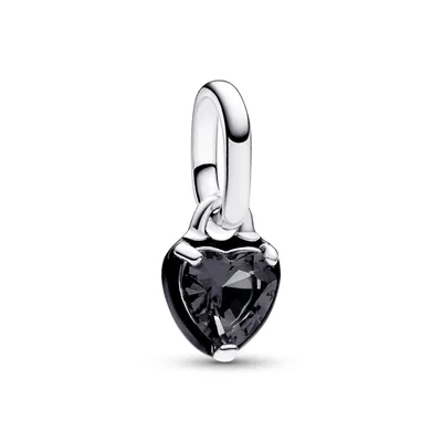 Image de Mini Charm pendentif Cœur de chakra noir de PANDORA, argent 925