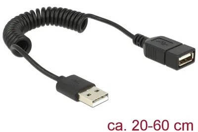 Produktbild von Delock - USB-Verlängerungskabel - USB (M) zu USB (W) - 60 cm - gewickelt - Schwarz