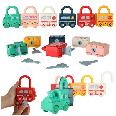 Obrázok produktu pre Náučná logická hra autobloky visiace zámky senzorická hračka Montessori
