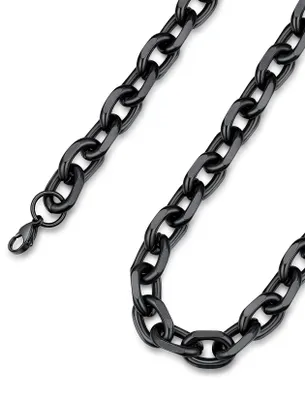 Obrázok produktu pre ChainsHouse, retiazka, čierna, dámska, retiazka z nehrdzavejúcej ocele, guľatá, 12 mm, 46 cm