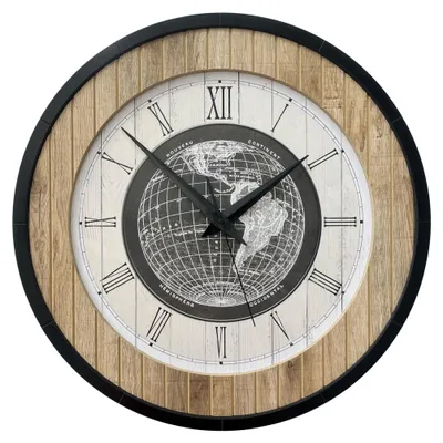 Image de STYLER 3D : Horloge murale, diamètre 57 cm, design moderne, aspect bois, décoration pour salon, cuisine, bureau, chambre. Horloge 3D JACOB