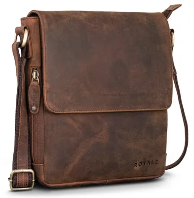 Produktbild von ROYALZ "Cleveland" Umhängetasche Herren Leder Klein - Vintage Männer Schultertasche aus Echtleder im Vintage Look - Ledertasche für Freizeit City Alltag Ausflüge