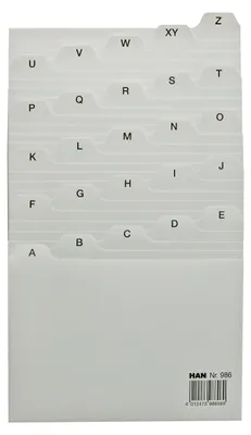 Zdjęcie produktu dla HAN 986 Indeks A - Z, DIN A6 poziomo, 25 części, do pudełka na karteczki, pudełka na karteczki, szary