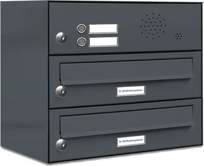 Produktbild von 2er Briefkasten Anlage Aufputz - Wandmontage RAL 7016 Anthrazit Klingel