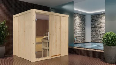 Produktbild von Karibu Sauna Heimsauna Innensauna KALLE 5 68mm Wandstärke 196 x 196 cm Sparset mit Ofen und Steuergerät