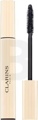 A tube of Clarins mascara and its applicator brush are shown against a white background.