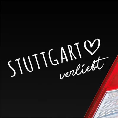 Produktbild von Auto Aufkleber Stuttgart verliebt Herz Stadt Heimat Liebe Car 19x6 cm Weiss Matt Sticker Heckscheibenaufkleber
