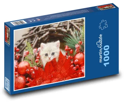 Obrázek produktu pro Puzzle 1000 Kočka a vánoční dekorace - martinpuzzle