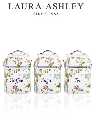 Produktbild von Laura Ashley Küchenaufbewahrungsboxen, 3er-Set – Edelstahl – Für Tee, Kaffee & Zucker – Abnehmbare Deckel – Elveden Weiß