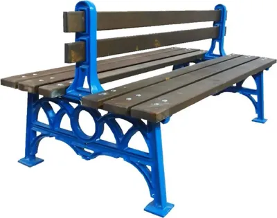 Doppelseitige Industrie Stil Gartenbank Braun Blau