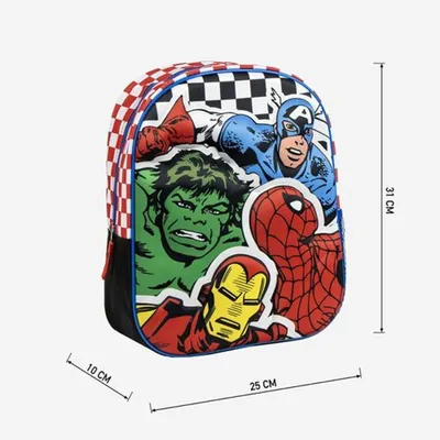 Imagen del producto de Mochila escolar de Marvel Avengers para niños, con diseños de superhéroes. Mochila resistente con