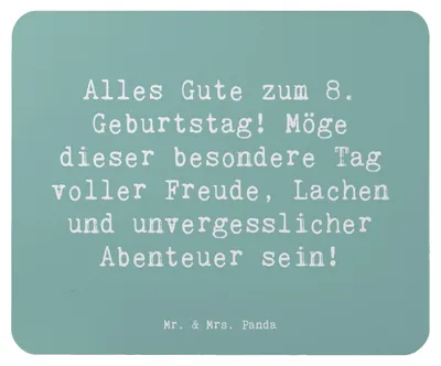 Produktbild von Mr. & Mrs. Panda Mousepad Spruch 8. Geburtstag Abenteuer - Meeresbrise - Geschenk, Mauspad, unvergessliche, Spaß, Geburtstagsfeier, Geburtstagsgeschenk, Alter, laptop