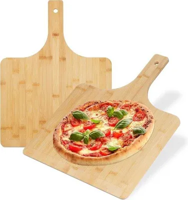 Produktbild von Famanu Pizzaschaufel Set 2er - XXL rechteckige Pizzaschaufel 50 x 38 cm