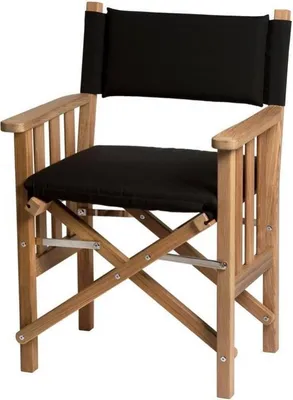 Produktbild von Regiestuhl II Teak Premium mit schwarzem Kissenset