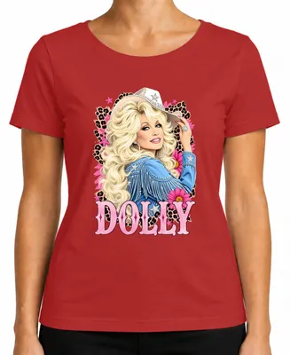 Immagine prodotto di Maglietta da donna, colore rosso, taglia M, con la scritta "Dolly Parton, leggenda della musica country, cowgirl, stile western, retro, cantante"