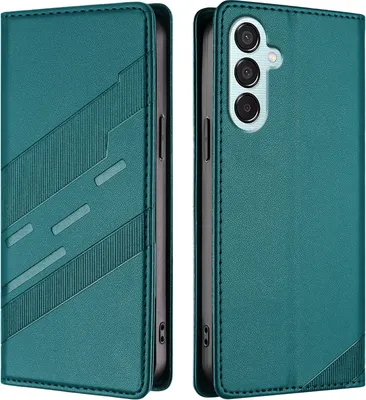 Image de Etui pour Samsung Galaxy M15, étui portefeuille en cuirPolyuréthaneavec fente pour cartes et fonction stand Grün
