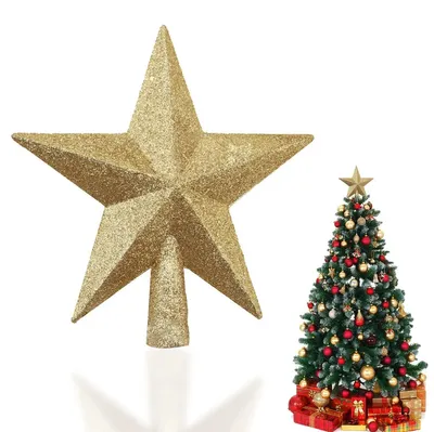 Weihnachtsbaumstern gold 20 cm, Glitzer, 3D, Kunststoff, bruchsicher