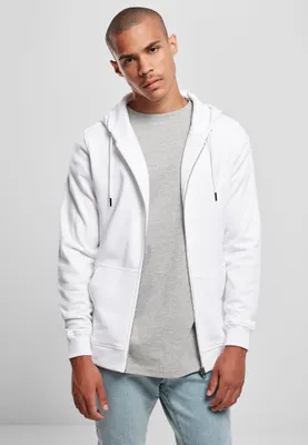 Produktbild von Urban Classics TB3490 | Basic Terry Zip Hoody Kapuzenjacke Herren - Farbe: White - Größe: XL