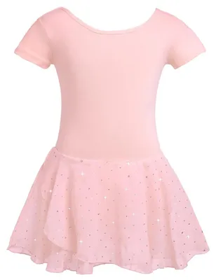 Productafbeelding van Balletpak meisjes - Katoen - Korte mouwen - Tutu met glinsterende chiffon rok - 2-11 jaar