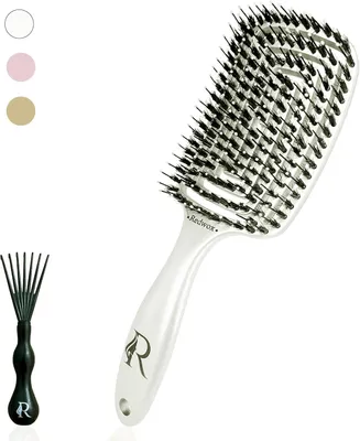 Image de Brosse à cheveux avec des poils de porc et du nylon, démêlage sans douleur, convient à tous les types de cheveux, massage du cuir chevelu