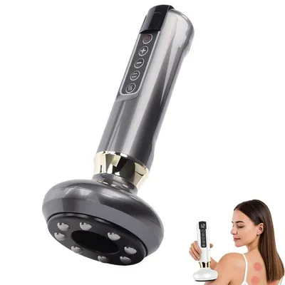 Produktbild von Elektrisches Schröpfgerät,Elektrisches Kratzinstrument,Schröpfmassagegerät mit Gua Sha,12 Saugstufen, Infrarot, Meridiane stimulieren,Grau